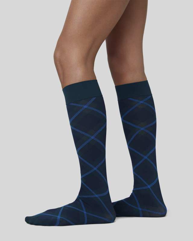 2-pack Franka Check & Solid Knee Highs